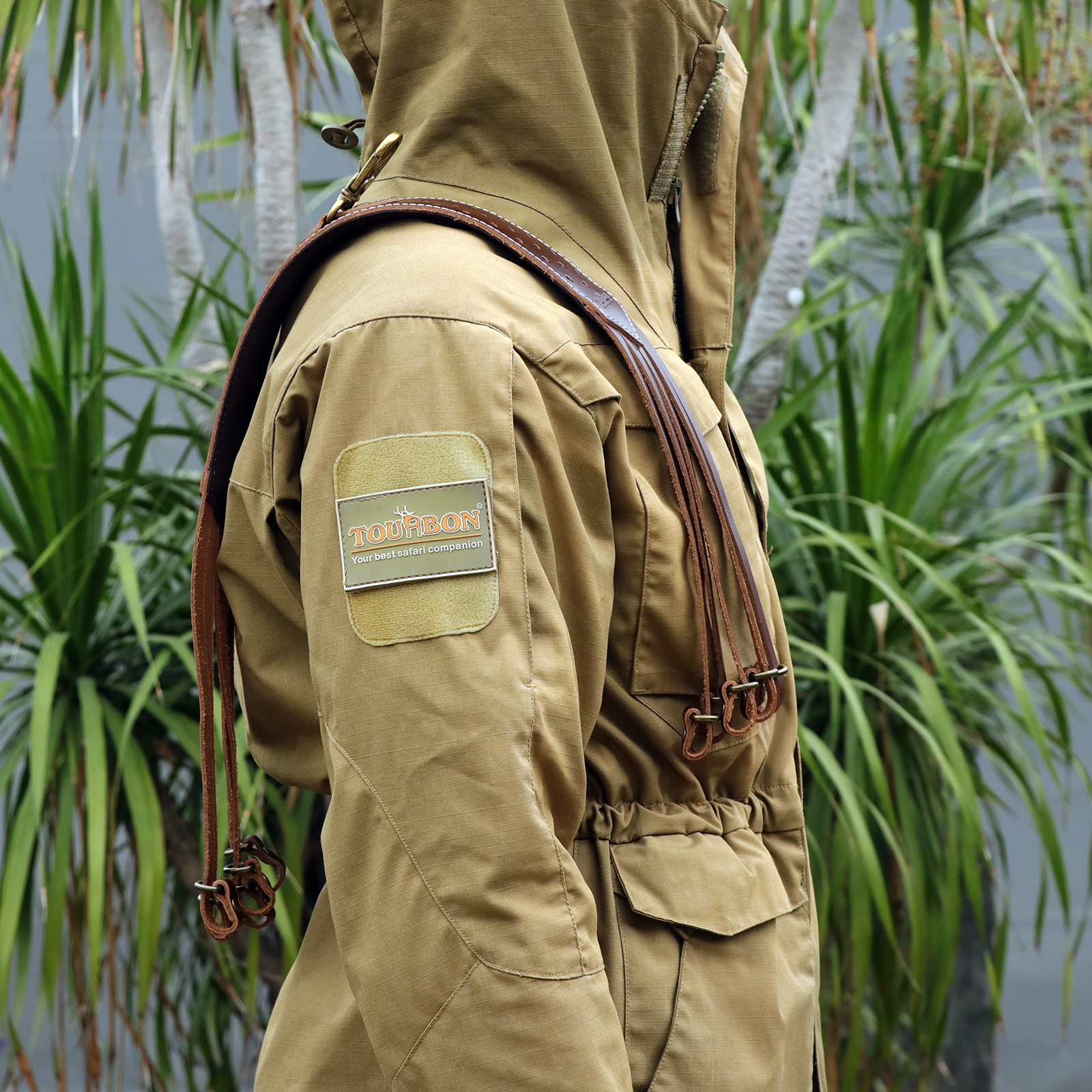 Tourbon Hunting Accessories Brown Leather Game Carrier Birds Hanger Duck Strap 10 loops for Shooting