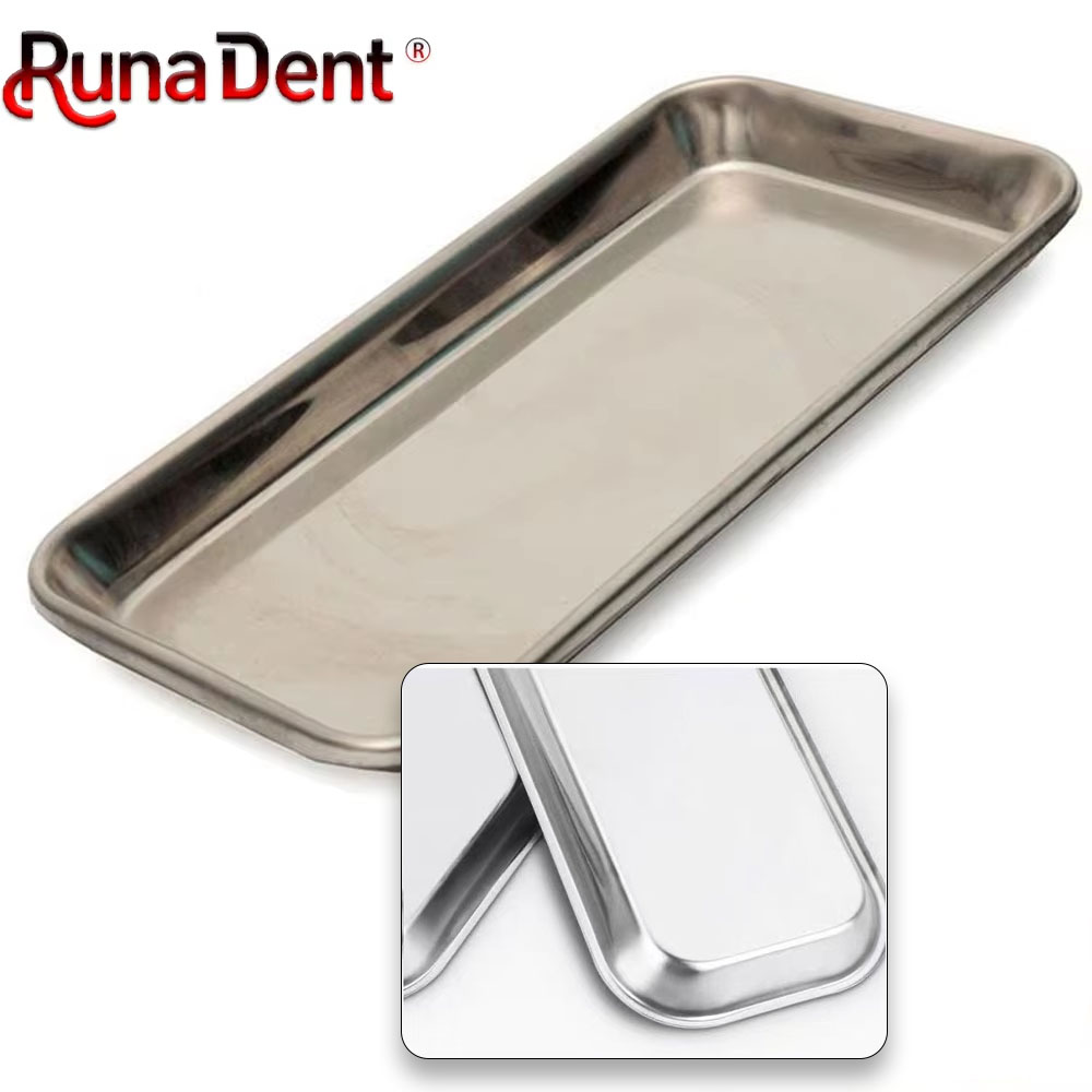 Dental Medical Tray Stainless Steel Square Lab Surgical Instrument Organizer Hospital Clinic Bathroom Storage 22.5*12Cm