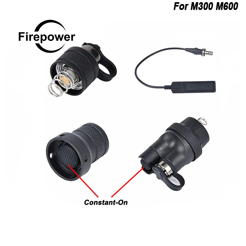 Tactical Airsoft Flashlight Metal Tail Cap Dual Function Pressure Switch Cover For Surefir M300 M600 Flashlight Hunting Light