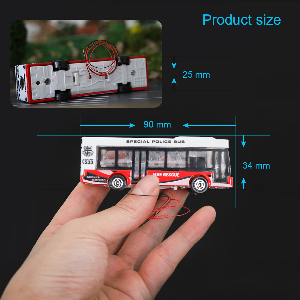 Simulation Alloy Luminous Bus Model Diy Sand Table Street Scene Layout Materials Diorama Kits Random 1Pcs
