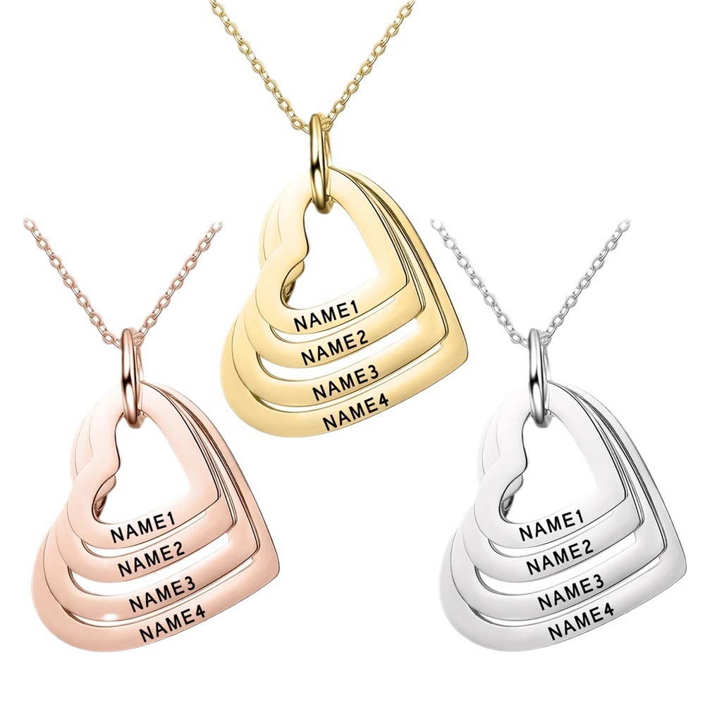 Dropshipping Fashion Stainless Steel Love Custom Name Necklace Lettering Family Personality Heart Versatile Jewelry Mother's Day