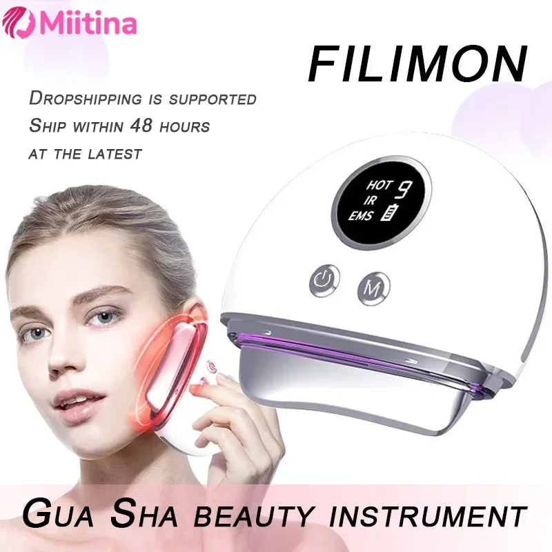 EMS Electric Guasha Scraper Board Body Massage Face Microcurrent Massager Wrinkle Facial Lift Device Plate Face Lifting Firming