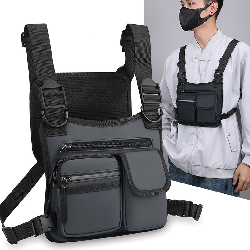 2023 Hip Hop Streetwear Chest Rig Bag With Pendant High Quality Oxford Unisex Sports Vest Multifunction Chest Bags Waist Packs