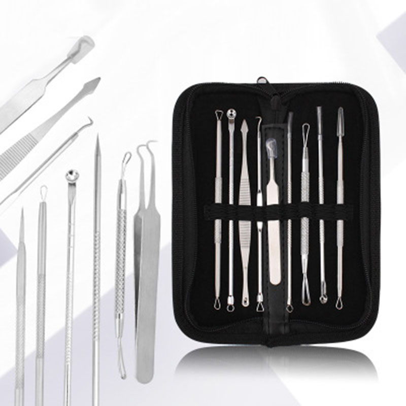 9 In 1 Blackhead Needles Stainless Steel Blemish Extractor Remove Nose Blackhead Acne Pimple Skin Pore Cleaner Acne Needle Tool