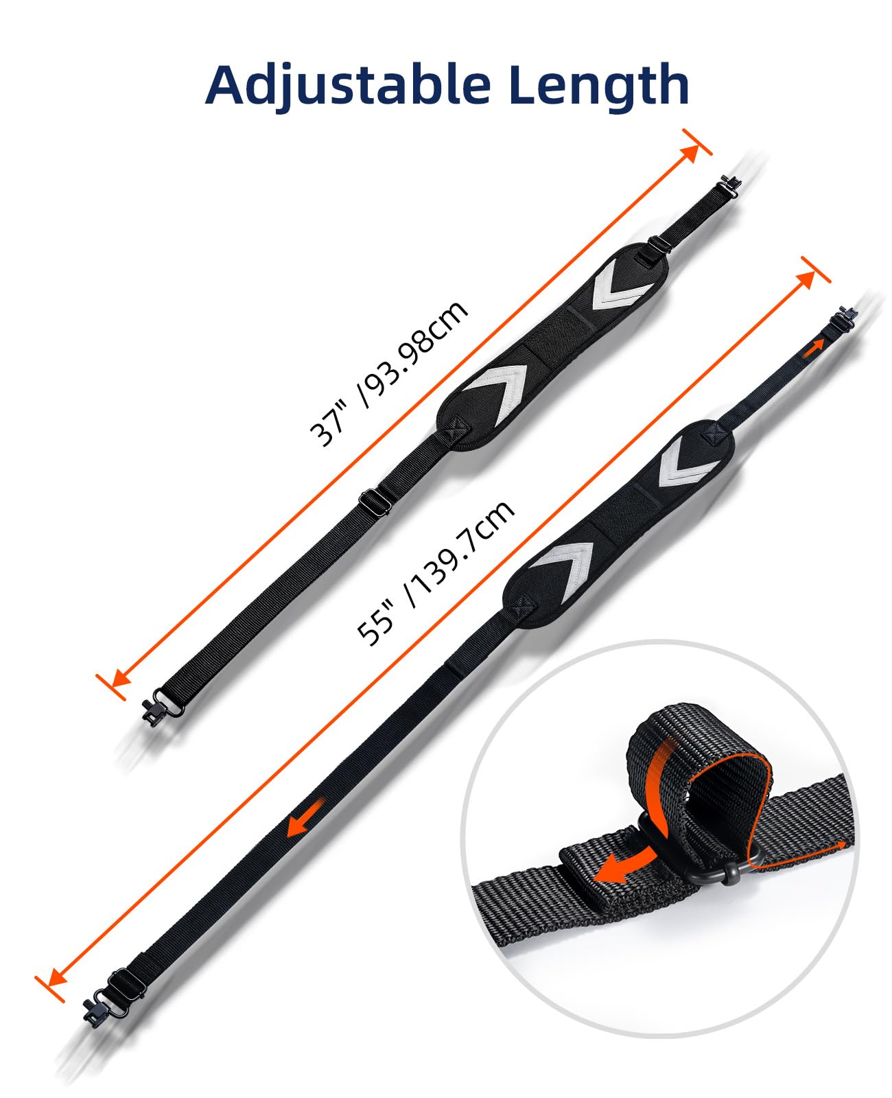 Two-Point Sling with Spare Pocket Removable Swivels Adjustable Sling Longer Length with Comfortable Neoprene Padded Durable Shou