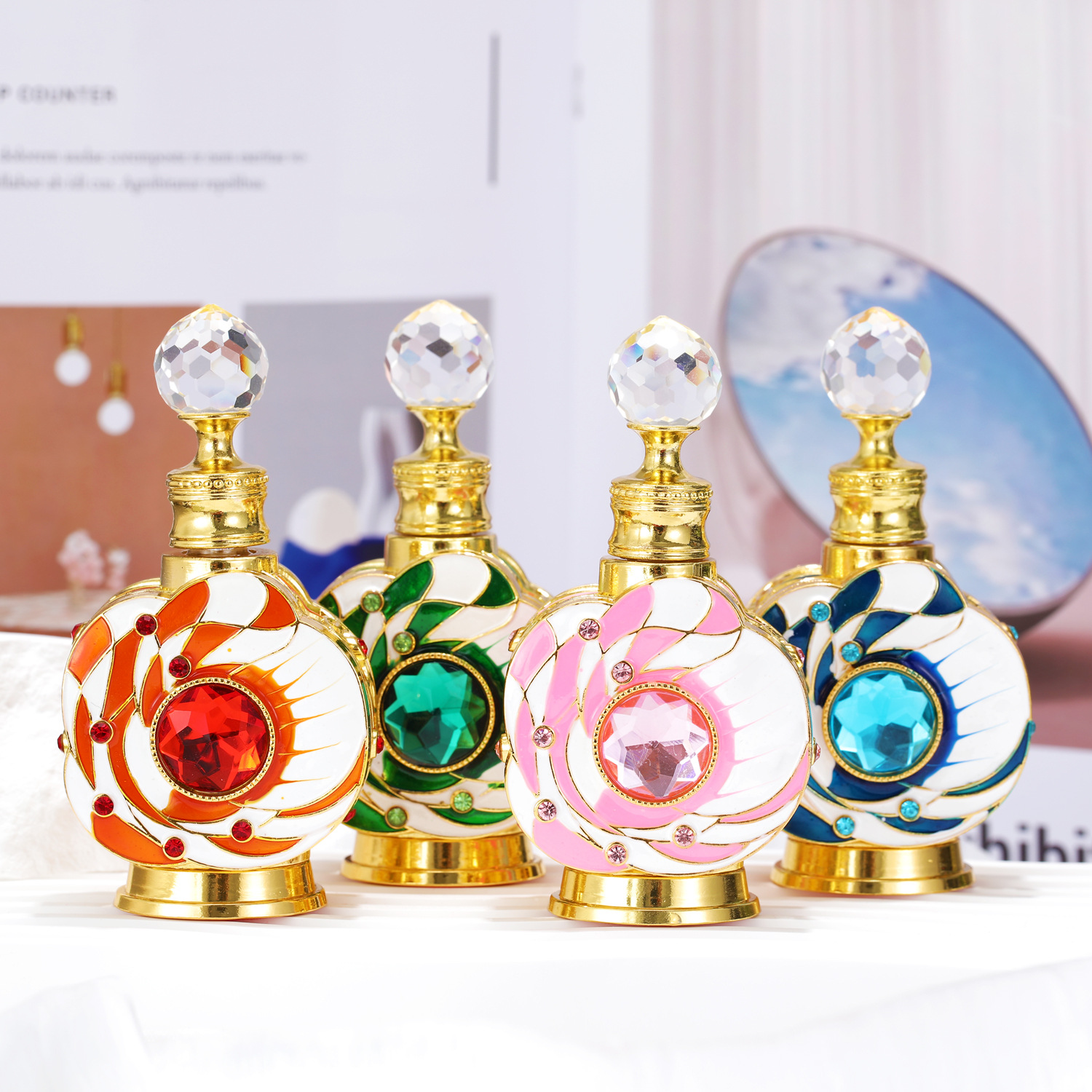 Diamond-encrusting exquisite 12ml Arab Dubai network red high-end perfume bottle dispenser bottle refined oil bottle empty bottl