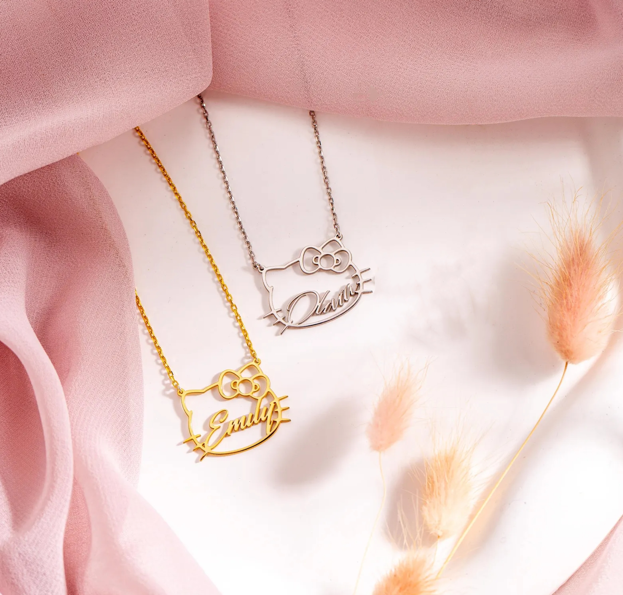 Custom Cute Kitty Name Stainless Steel Pendant Necklace Cat Face with Name Hollow Pendant Mother's Day Gift Cat Lover's Jewelry