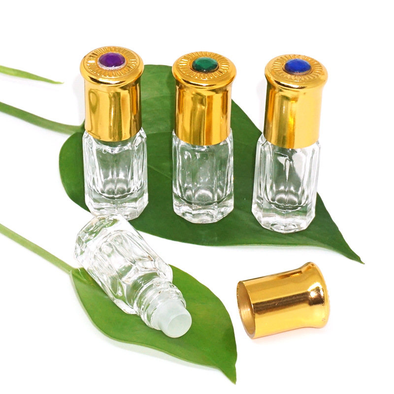 30pcs/lot 3ml Mini glass Essential Oils Metal Roller Ball Glass Perfume Bottles Traveler Empty Roll-On Refillable Bottles