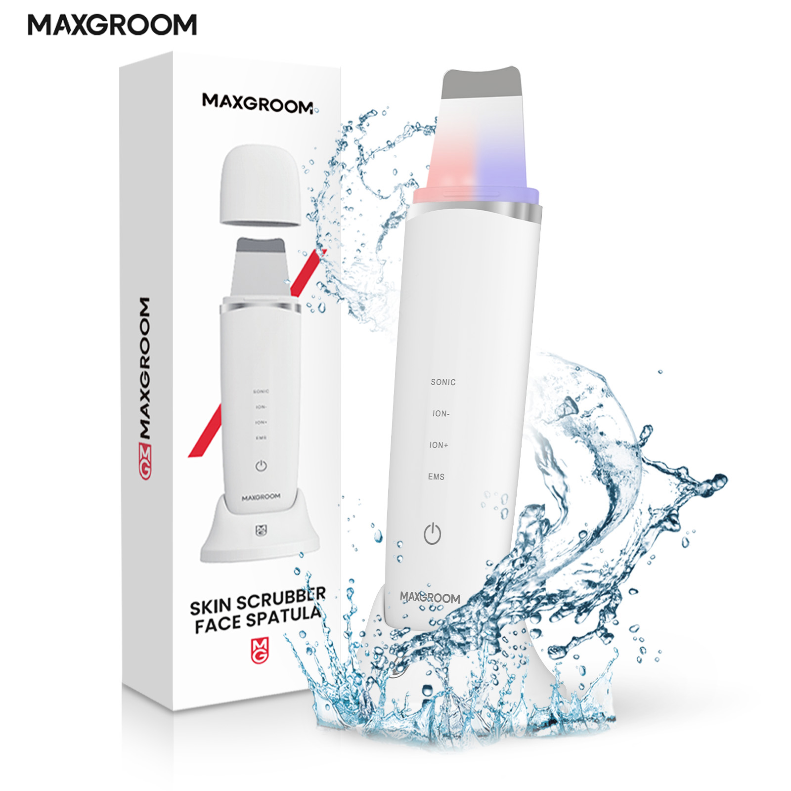 MAXGROOM Ultrasonic Skin Scrubber Deep Cleaning Peeling Shovel EMS Facial Skin Care Face Lifting Machine Ultrasonic Deep Cleaner