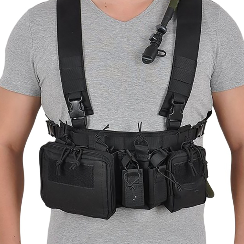 Tactical Chest Vest Rig Bag Field Training Vest Multifunctional Camouflage Strap with Multi-Pocket Outdoor Camping CS Match Pack