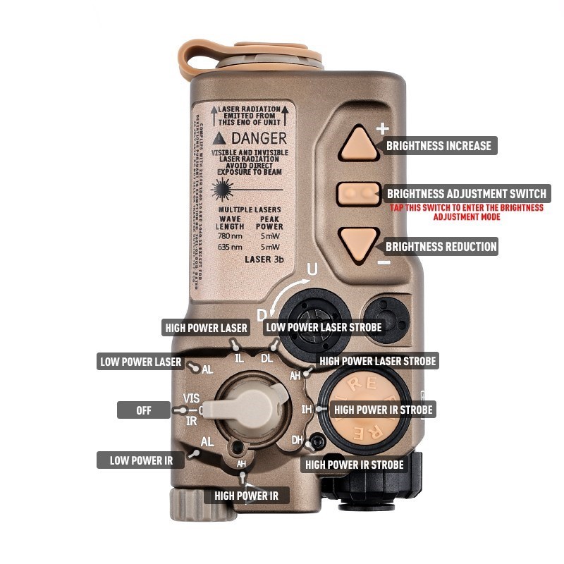 Airsoft WADSN Tactical RAID X RGB/IR Dot Strobe Laser Aiming Sight 20mm Picatinny Rail Compatible Hunting Airsoft Accessories