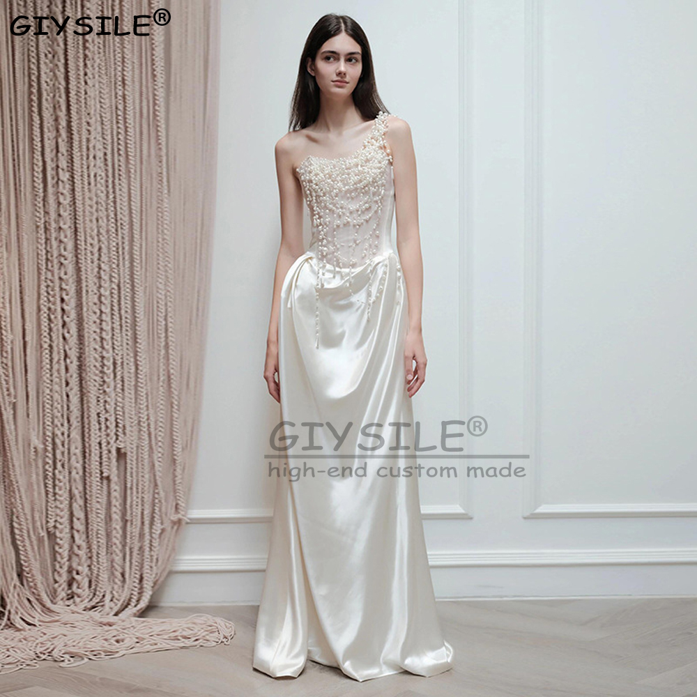 GIYSILE Customized French Strapless Evening Gown for Brides Light Luxury Satin Pearl Light Wedding Dresses Luxury 2025 vestidos