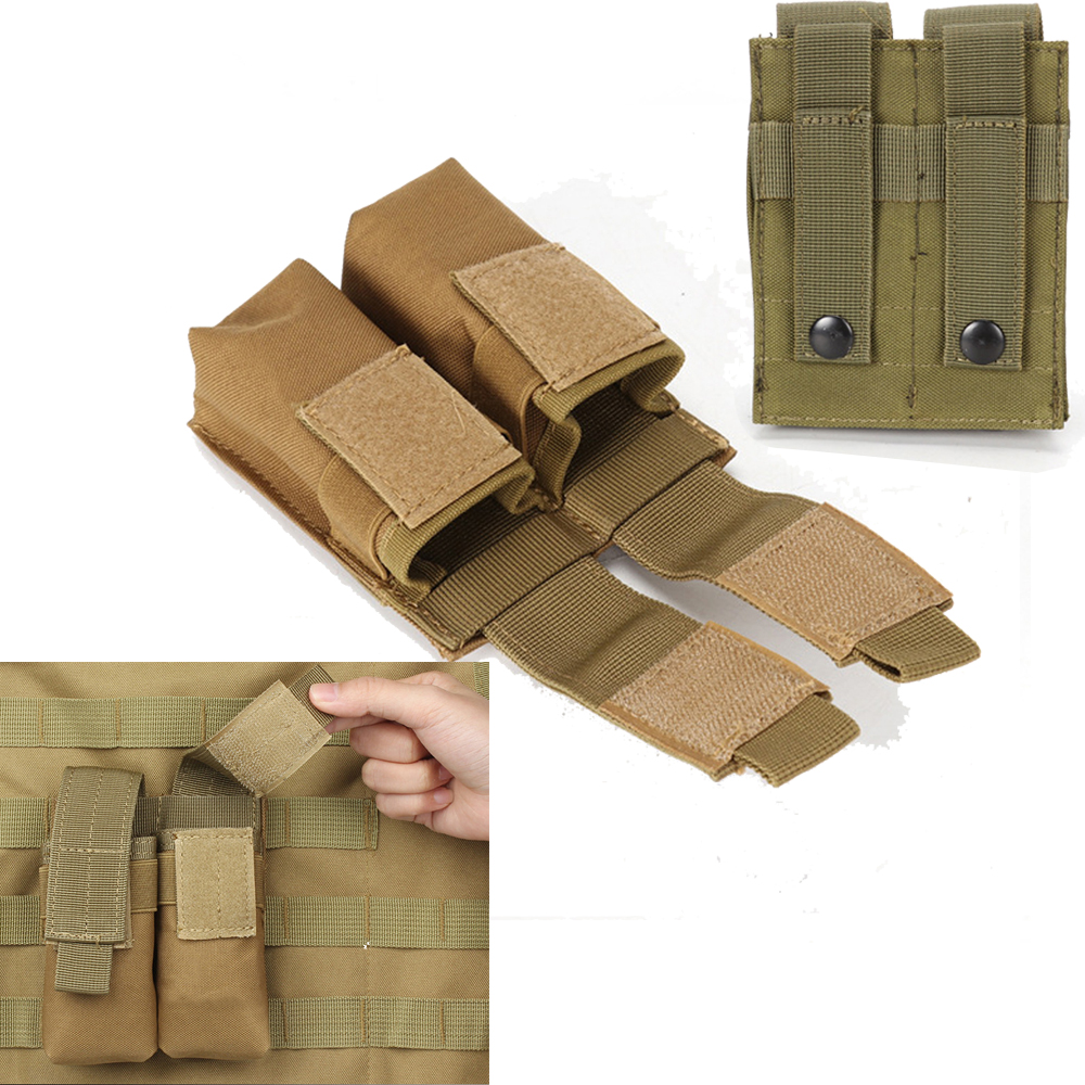 9mm Pistol Magazine Pouch Tactical Double Molle Belt Dual Mag Bag Flashlight Holder Attachment Gun Case Hunting Accessories