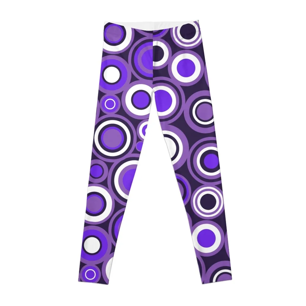 Ultra Violet, Purple and White Circle Retro Pattern Leggings gym top leggins push up woman Womens Leggings
