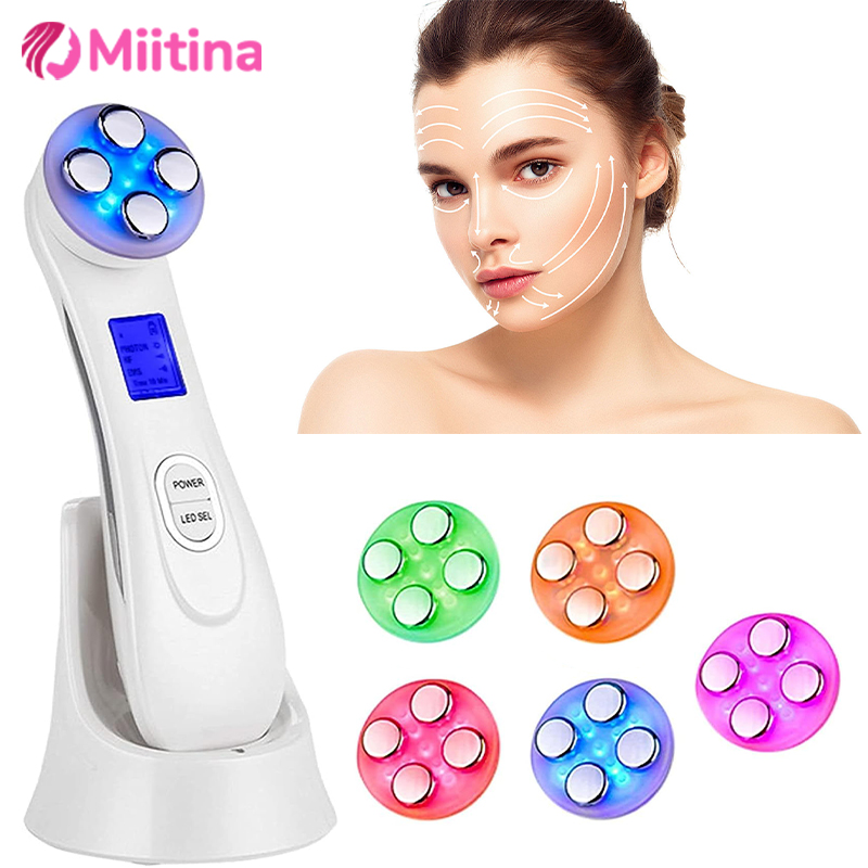 5-IN-1 EMS Facial Mesotherapy Electroporation LED Photon Skin Care Beauty Device Face Lifting Tighten Wrinkle Removal Massager