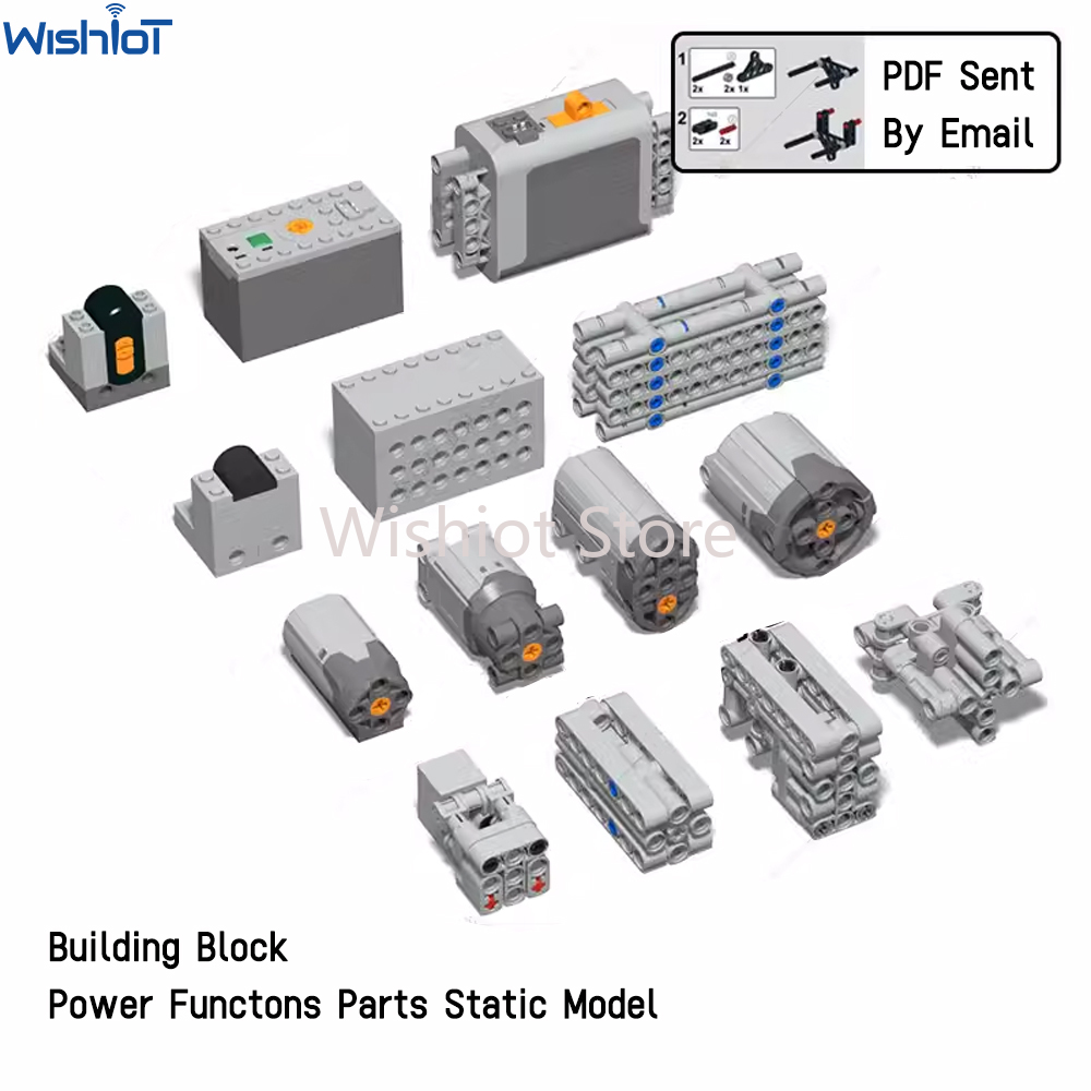 MOC Power Functions Motor Fake Motor Battery Box Receiver Static Model M/L/XL/Servo Motor for Building Blcoks Car Model Display