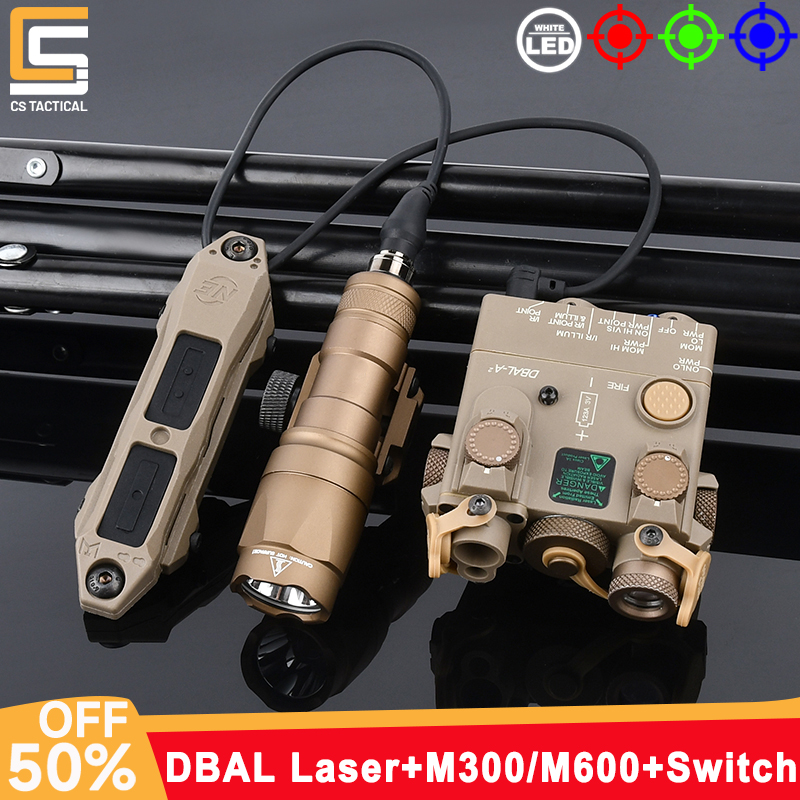 DBAL-A2 Laser Red Green Blue Dot M300 M600 White Light Hunting Flashlight With Dual Control Pressure Switch Airsoft Accessories