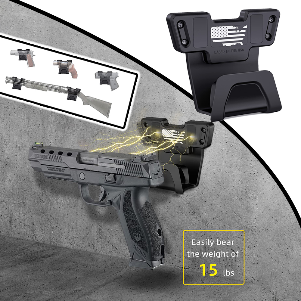 Concealed Gun Magnet Mount  with Safety Trigger Guard Protection, Max up to 15 LBS ，for Most Guns
