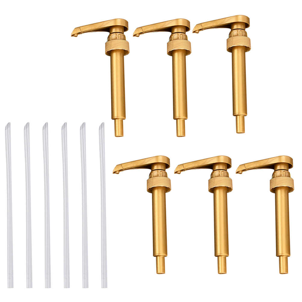 6pcs Syrup Golden Kitchen Coffee Bar Tool Syrup Pumps Universal Squeeze Head Controlled Amount Practical Popular