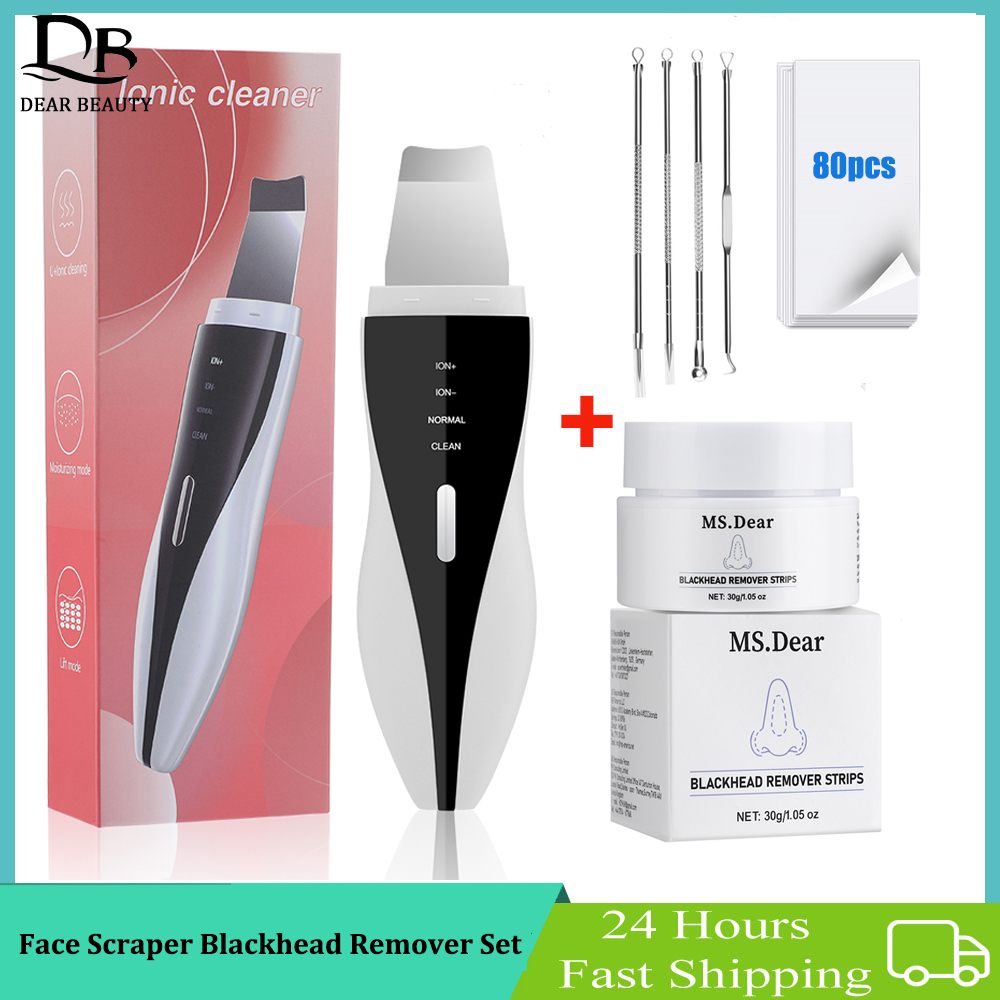 Ultrasonic Skin Scrubber Spatula Blackhead Remover Cream Nasal Strips Acne Needles Face Clean Set Pore Cleaner Skin Care Tools