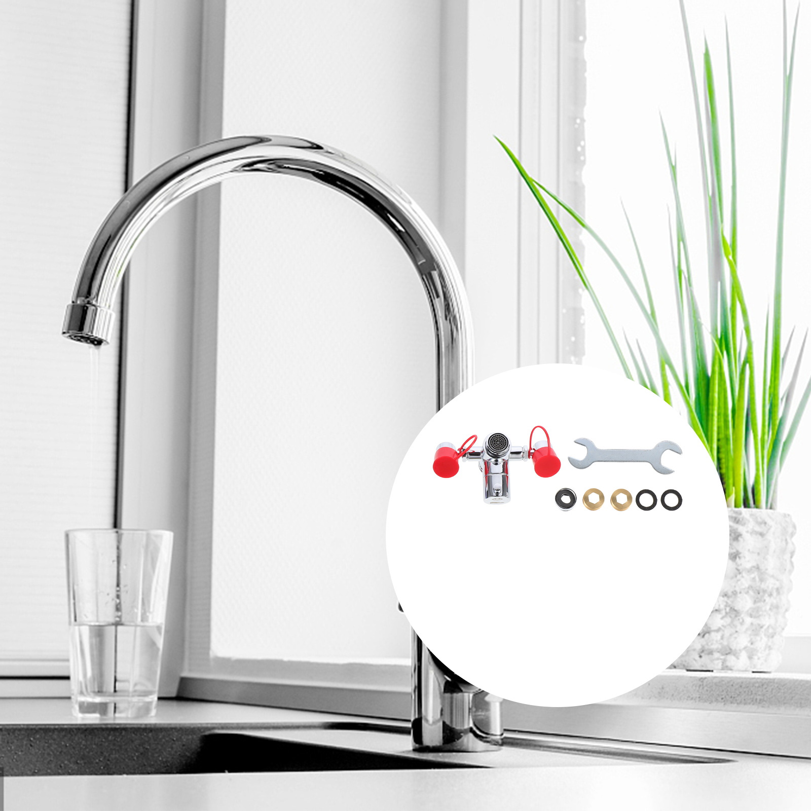 Copper Eye Wash Station Double Mouth Faucet Mounted Emergency Unit for Hospitals Labs Industrial Sites Small Offices Chemical