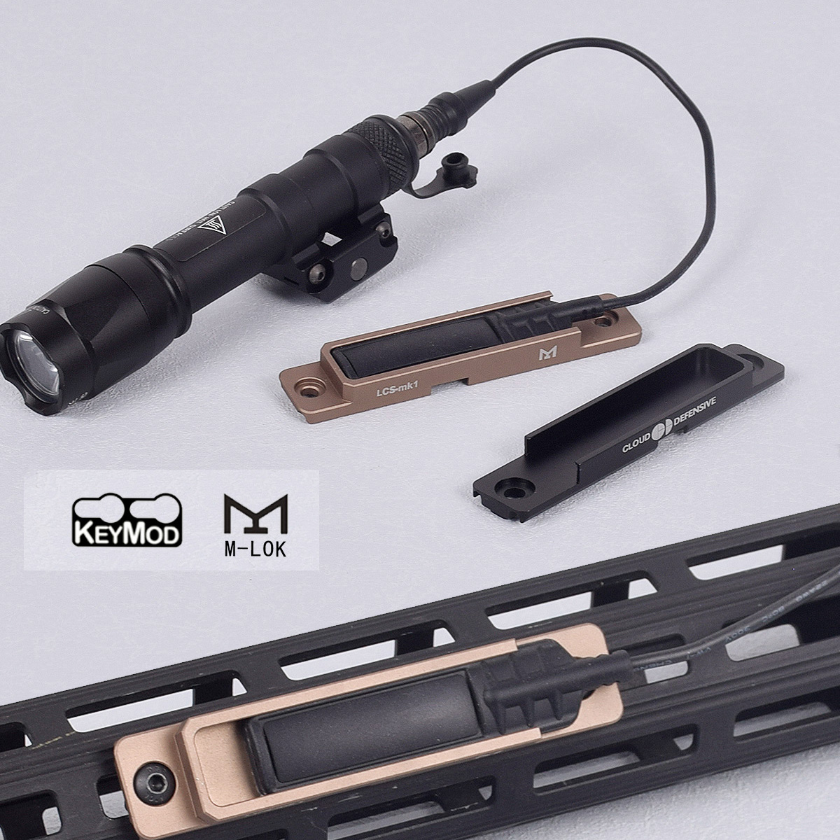 Tactical Airsoft M600C M300A Sets Scout Light 20mm Pocket Panel Pad Switch Mlok Picatinny Rail Mount AR15 Rifle Flashlight
