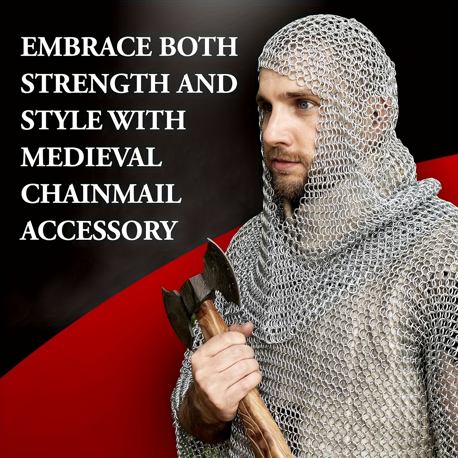 FANDAO Armory Replicas Medieval Chainmail Coif Armor Medieval Weapons Armor Protection Tools Crusader Knight Soldier Headgear