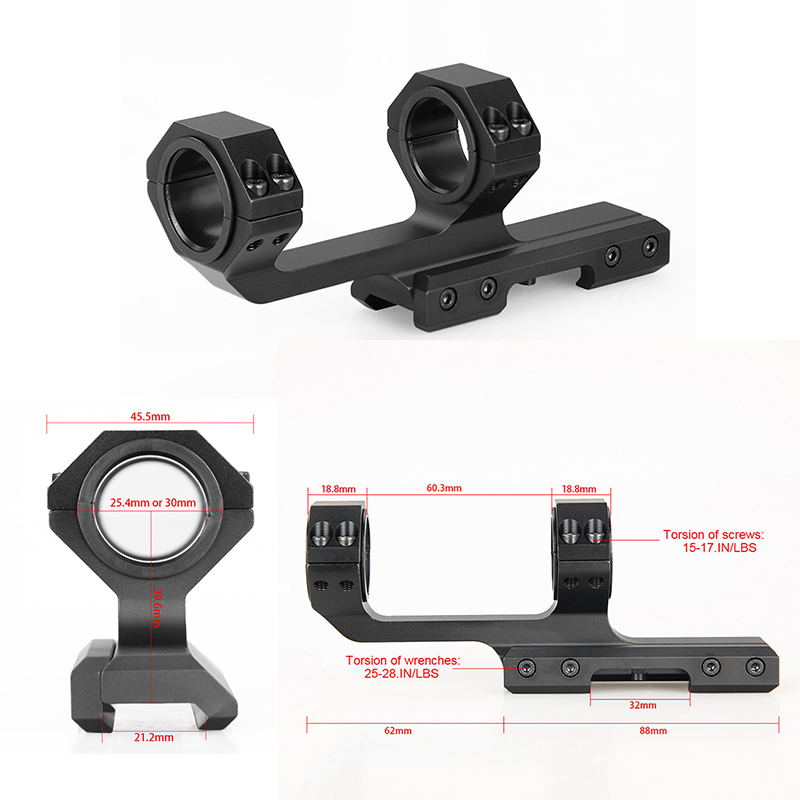 Hunting Accessories Dual Ring Scope Mount Rifle Scope Mount Black Color 1 Inch and 1.18 Inch Diameter Fits 21.2mm Rail gs24-0201
