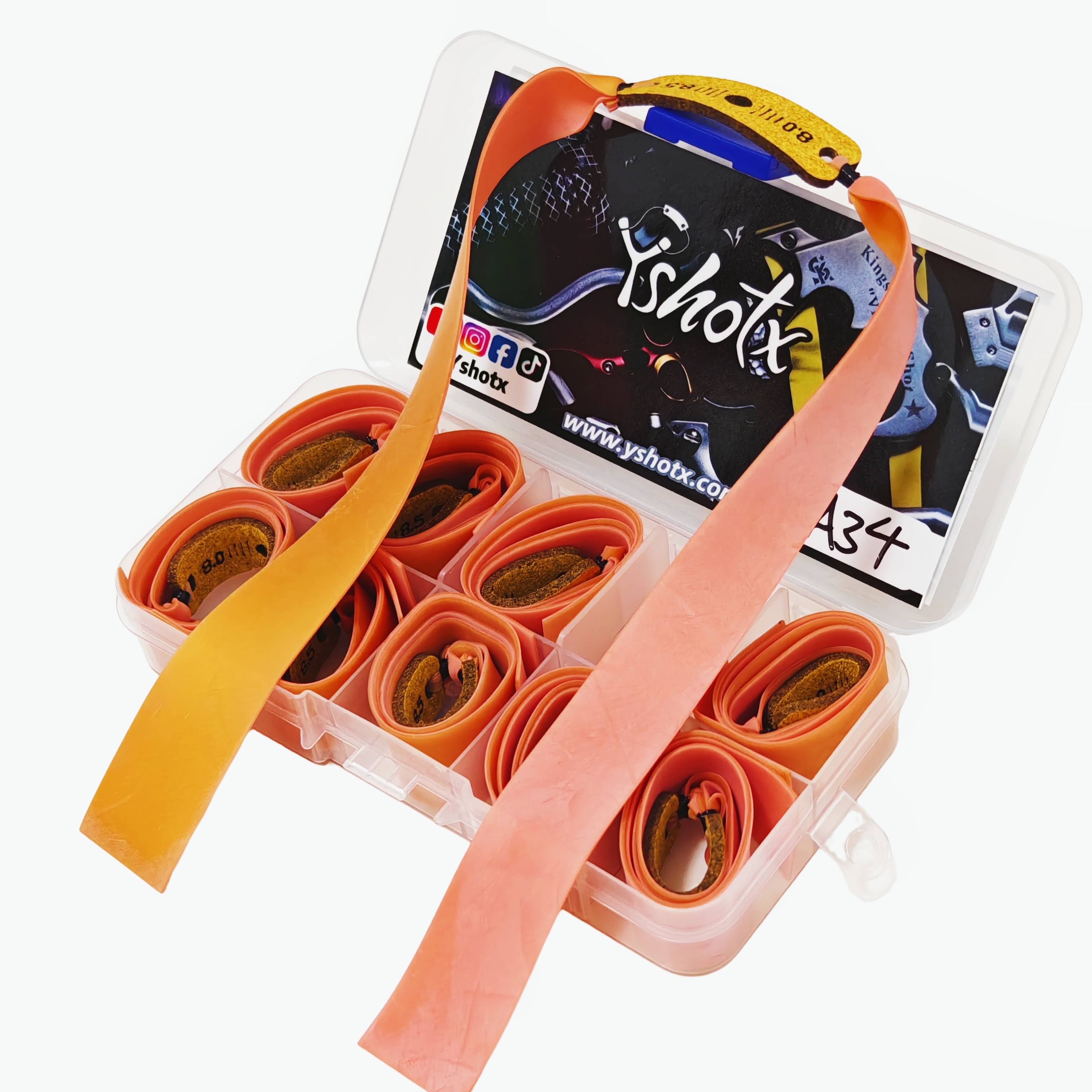 Yshotx Sunset Flair-A34 Slingshot Bands 10 pcs Flat Latex Rubber High Elastic for Hunting Catapult Shooting