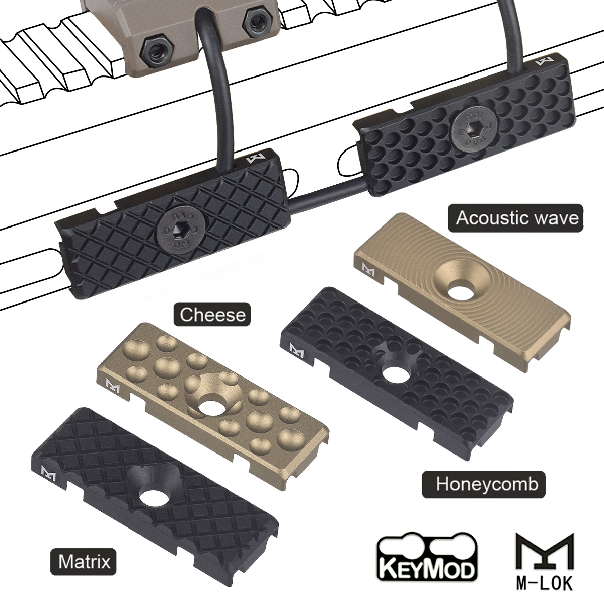 CNC Aluminum M-LOK Keymod Metal Wire Guide System Cable Management Rail Cover Tail Fixed Mount Hunting Tactical Gear Accessories