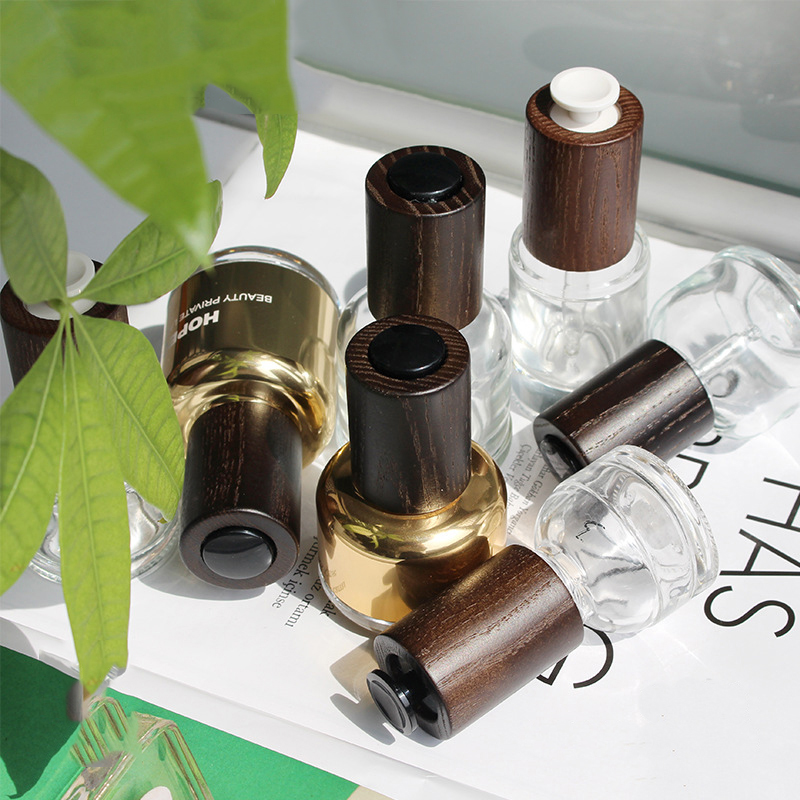 20+30+50ml 3pcs Natural Beechwood Cap Glass Dropper/Pipeite BotPtle For Basic Essential massage Oil/serum Container Refillable