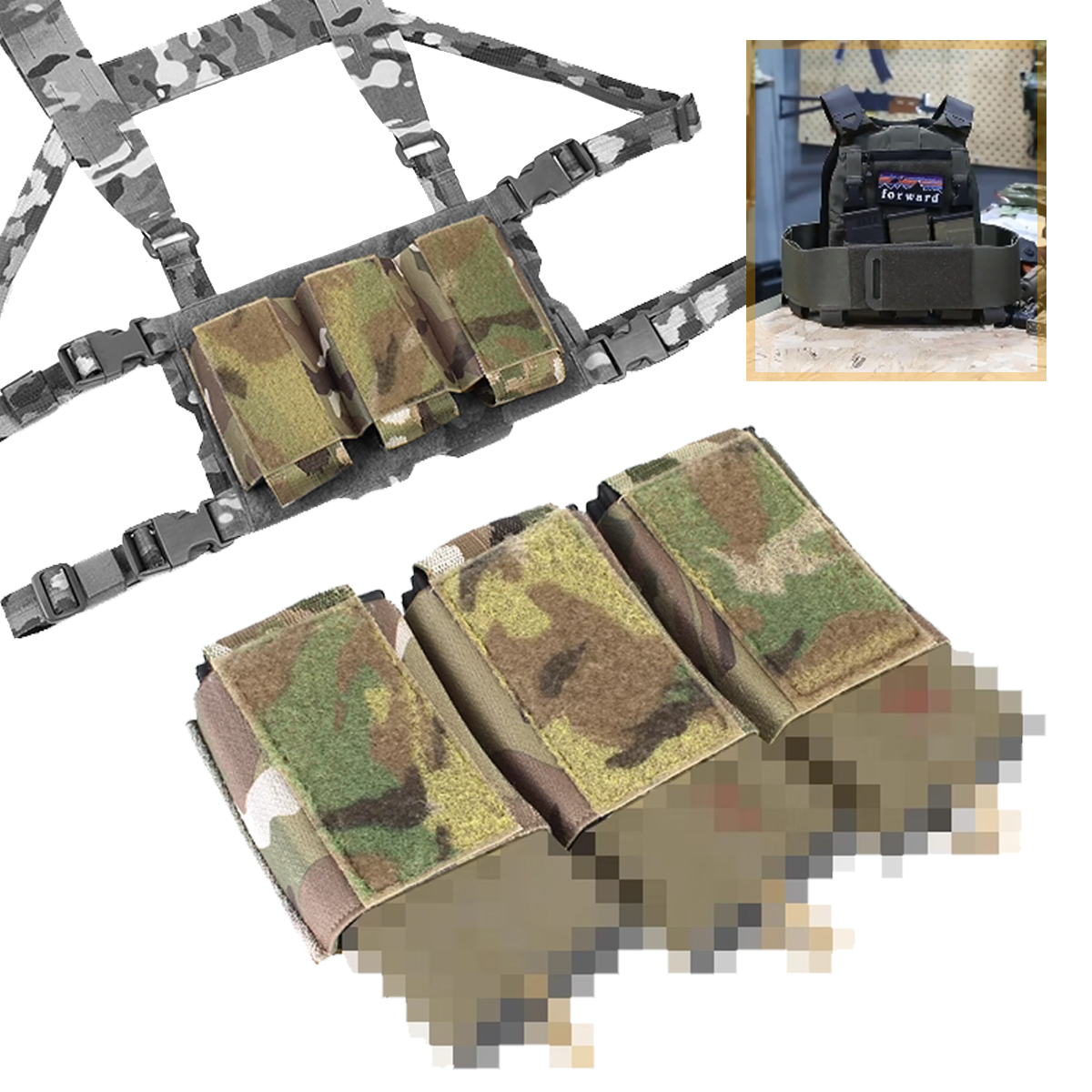 Tactical Triple Magazine Pouch 9mm Universal Pistol Magazine Bag Airsoft Accessories for Hunting, Paintball, War Games