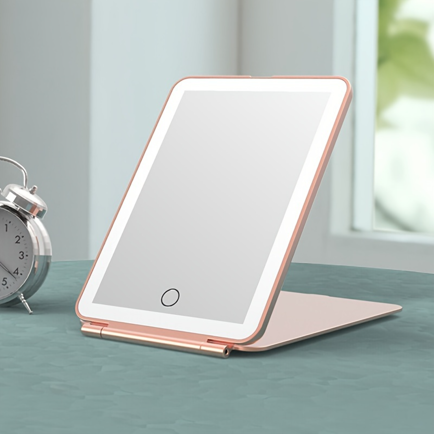 7.9" Lightweight Travel Desk LED Makeup Mirror with 3 Light Colors for Portable Beauty Use