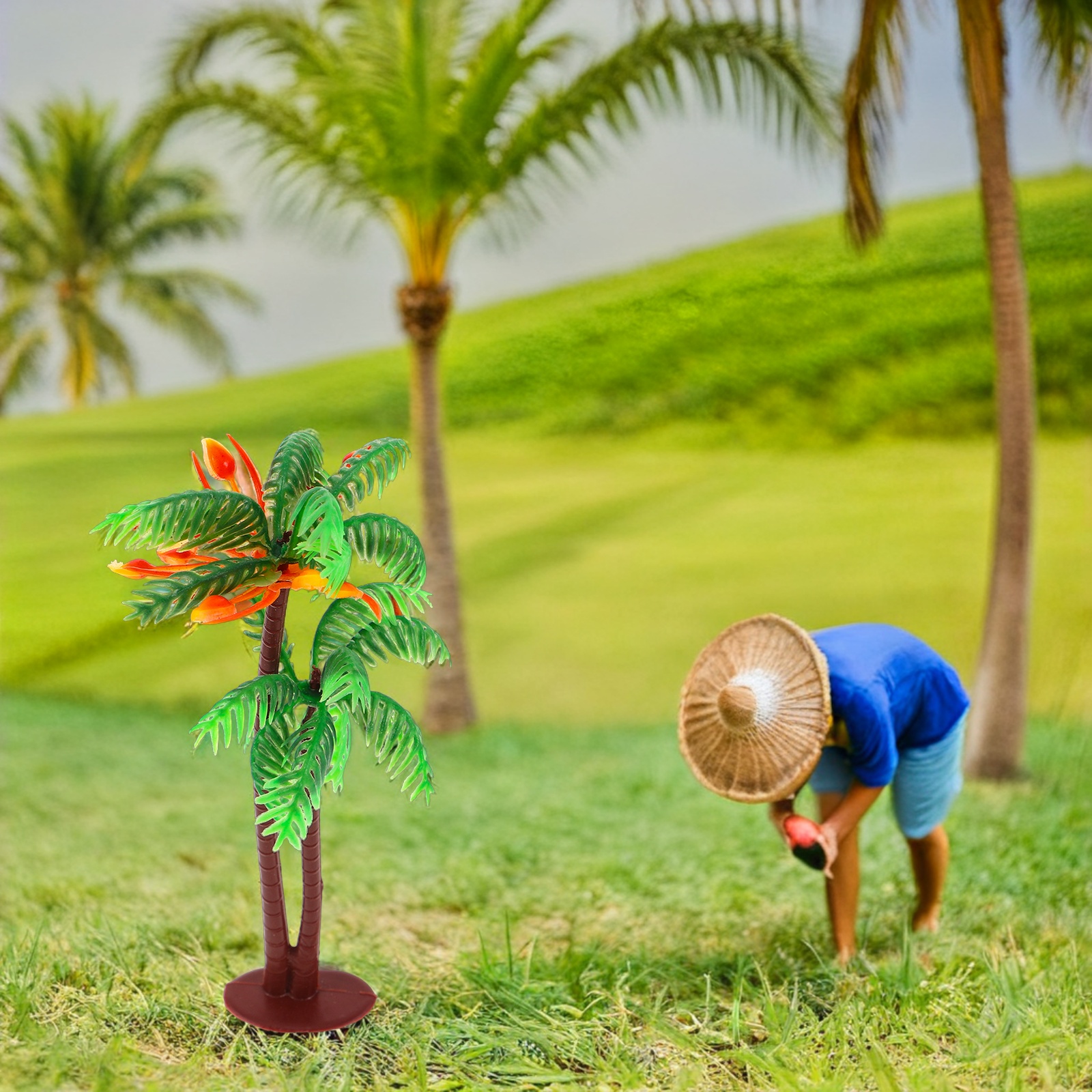 Trees for Diorama Micro Landscape Landscaping Decor Fake Plants with Base Artificial Palm Indoor