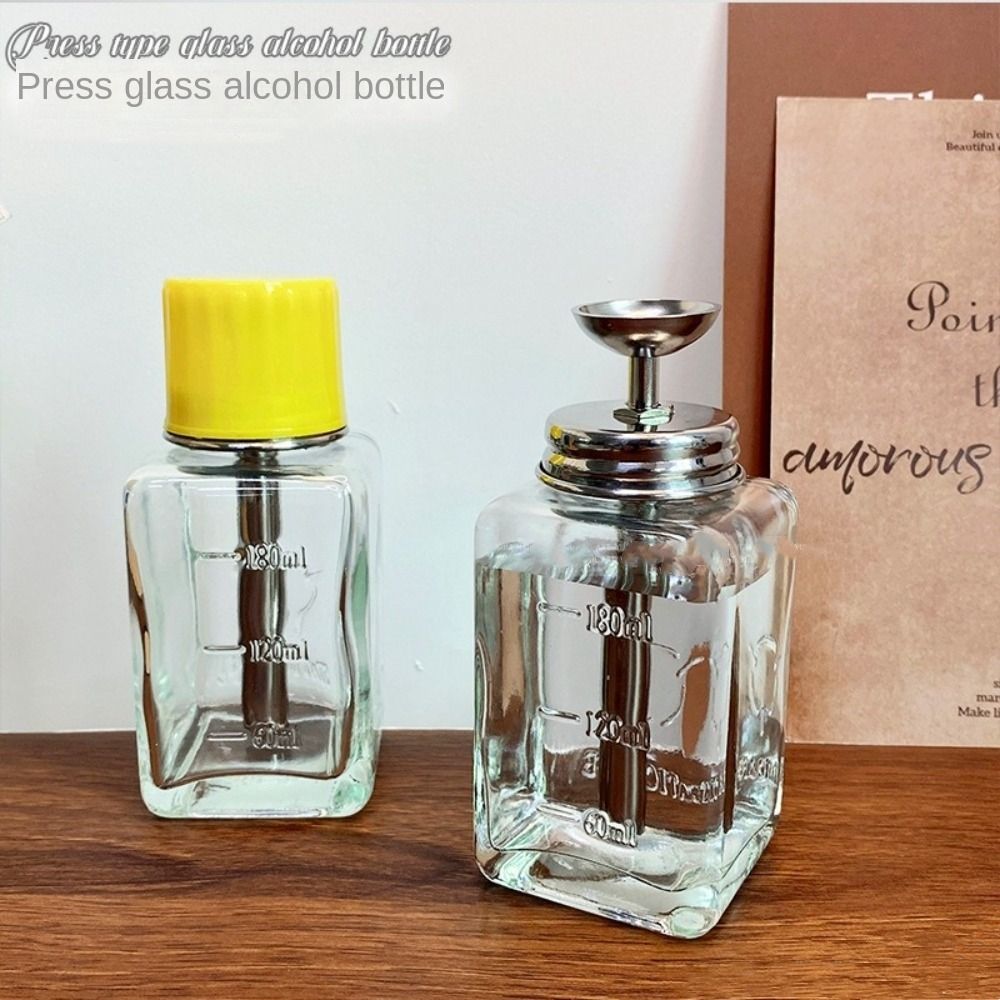 Portable 180ml Nail Glass Bottle Press Funnel Press Type Alcohol Bottle Nail Remover Water Cleaning Liquid Empty Bottle