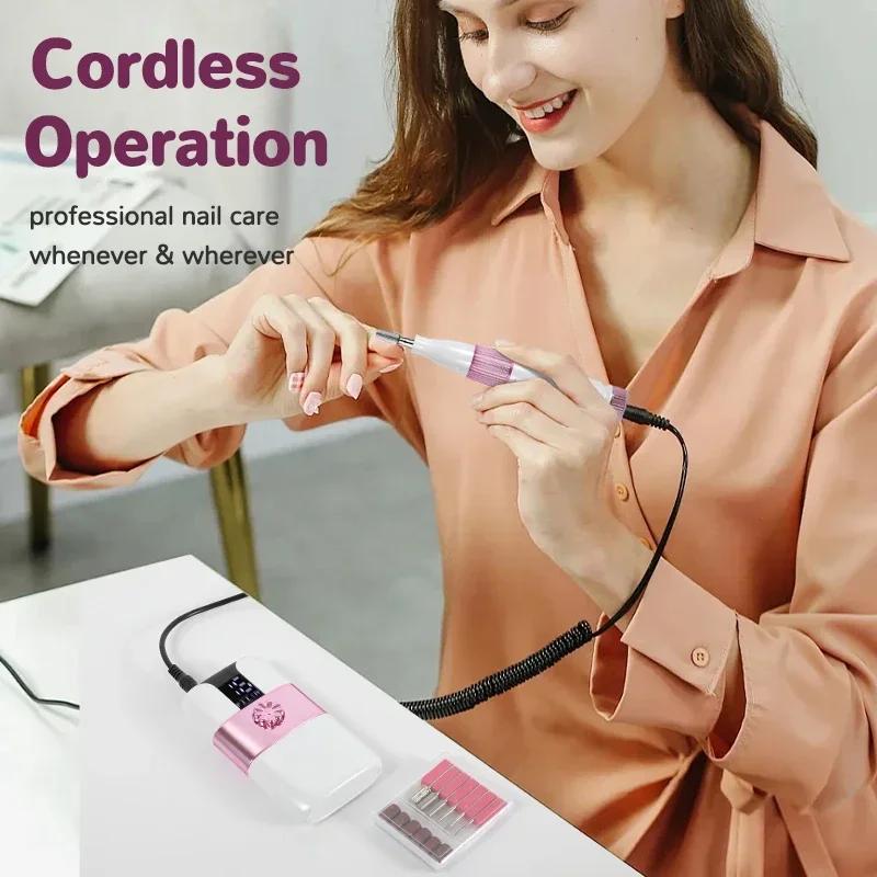 Professional Electric Nail Drill Machine with 12 Bits for Acrylic Nail Gel Polishing Removing Manicure Kit for Salon Home Use