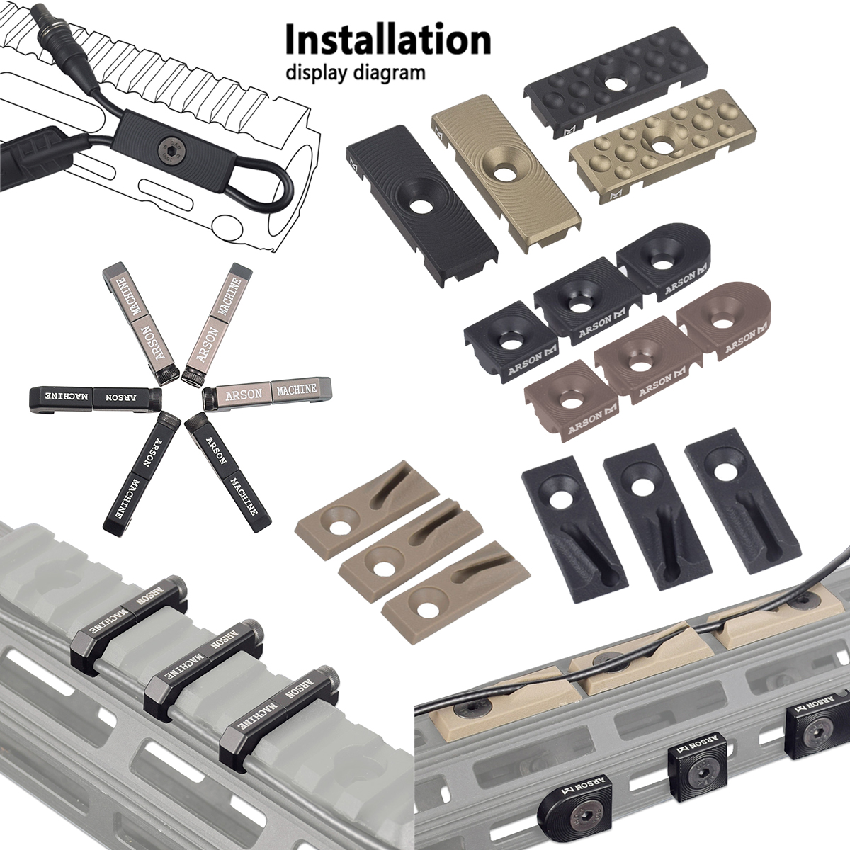 Tactical M-LOK Keymod Wire Guide System Cable Management SF M300 M600 Light PEQ Switch Cover 20mm Picatinny Rail Cable Clip