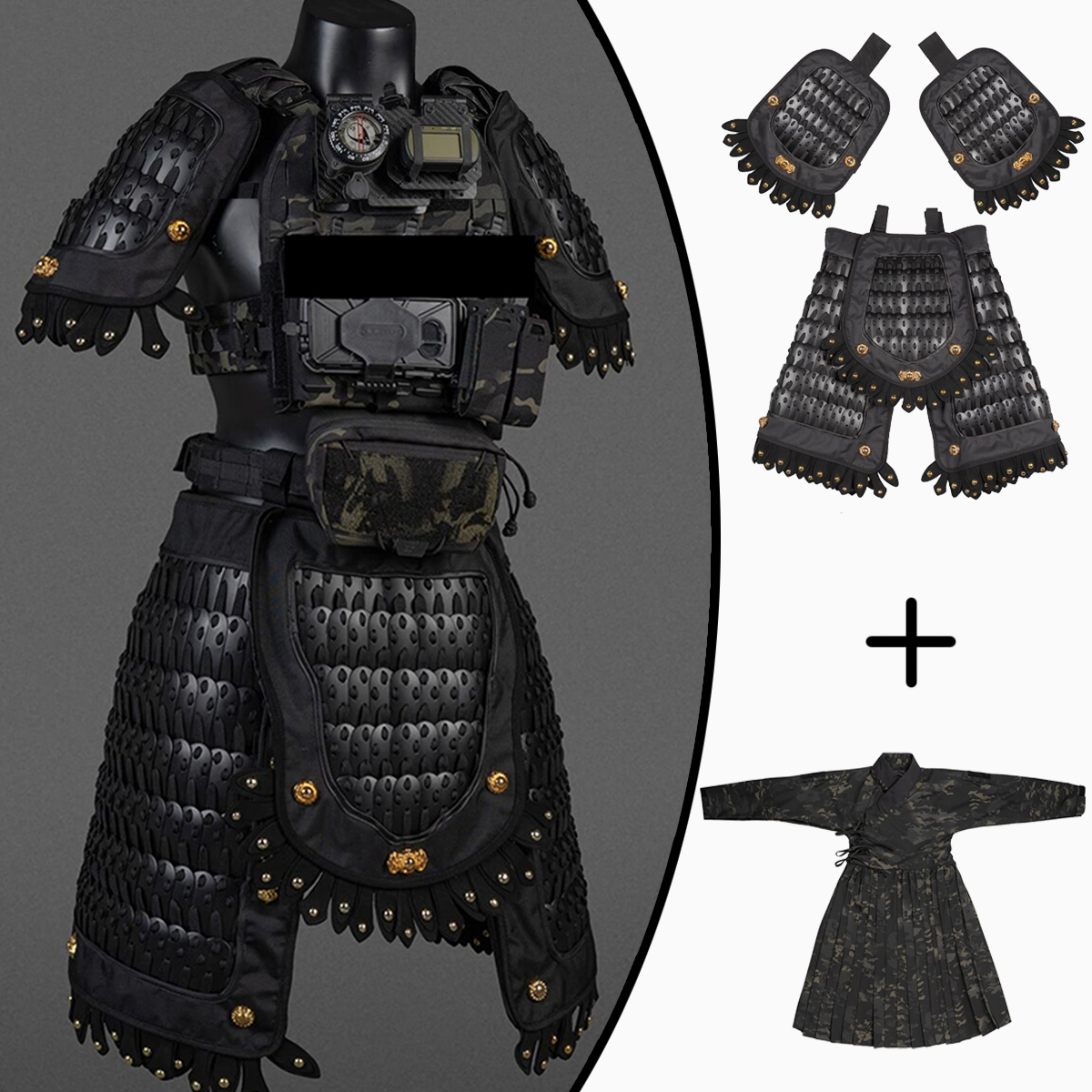 Tactical Armor Set with Flying Fish Suit & Armor Accessories Stainless Steel Protective Equipment for Role Playing Movie Props