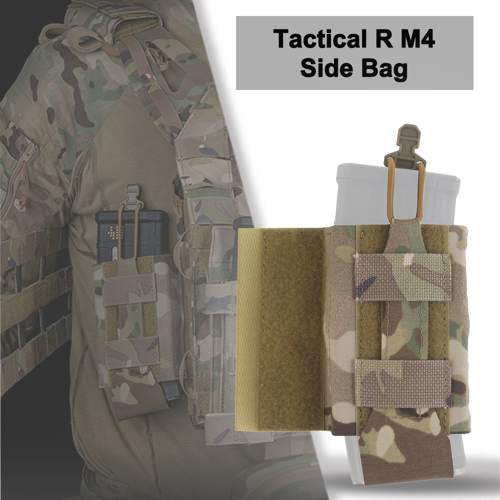 Tactical R M4 Side Bag Paintball Airsoft Vest Side Mag Holder Magazine Holster Interphone Pouch Hunting Vest Extension pockets