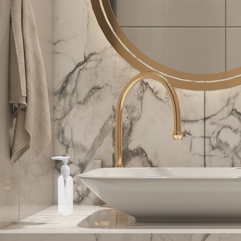 5pcs 100ml Brown Refillable Pump Bottles Secure Clip Shampoo Bodywash Hand Soap Dispenser Travel Leak Proof Plastic