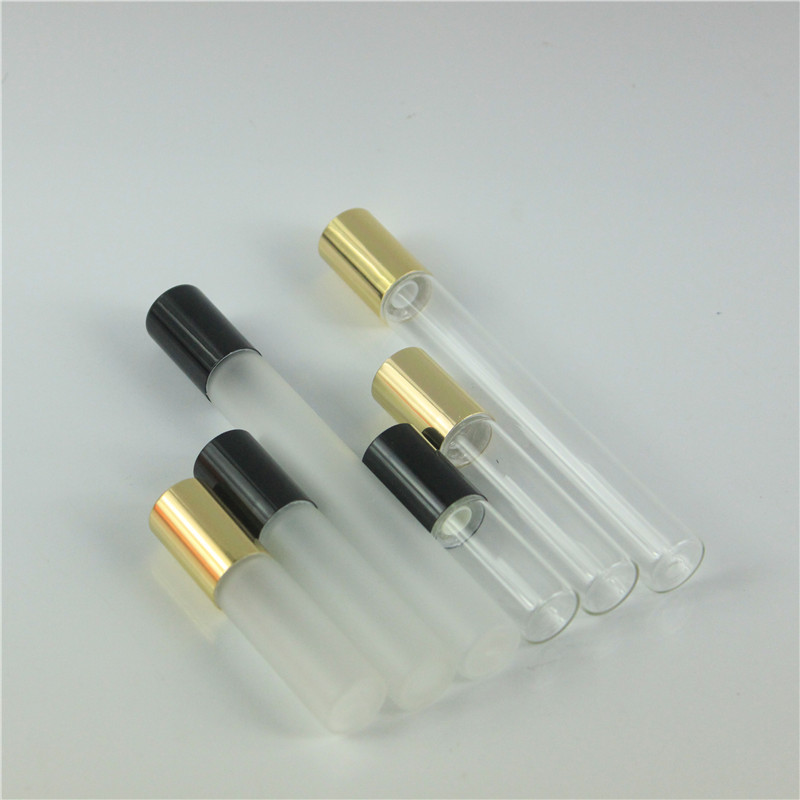 100pcs 2/3/5/10ml Frosted Roll On Roller Bottle for Essential Oils Refillable Perfume Bottle Deodorant Containers with Gold lid