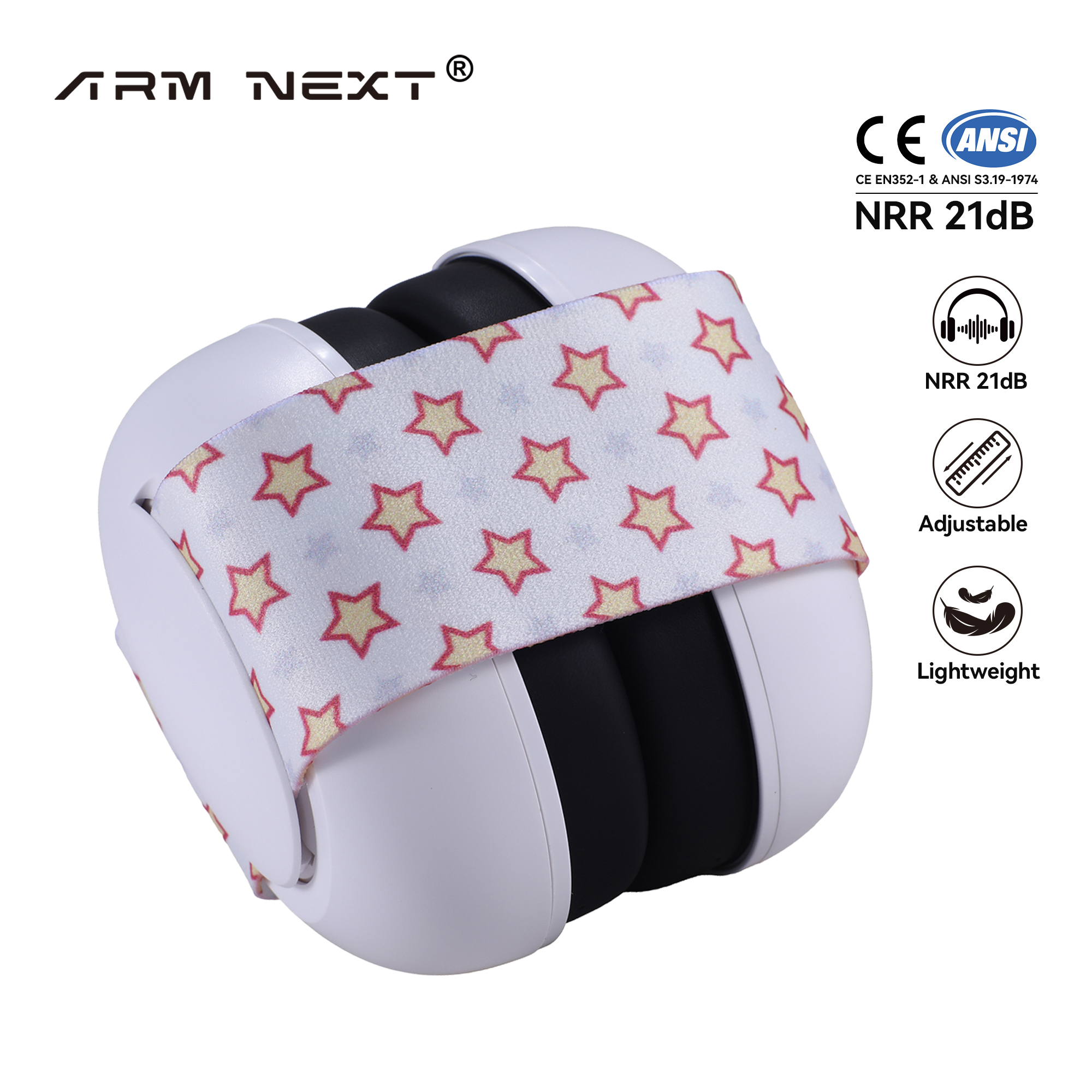 Baby Safety Earmuffs 23dB Hearing Protection Adjustable Headband for Airplane Travel Infant Noise Reduction Lightweight Foldable