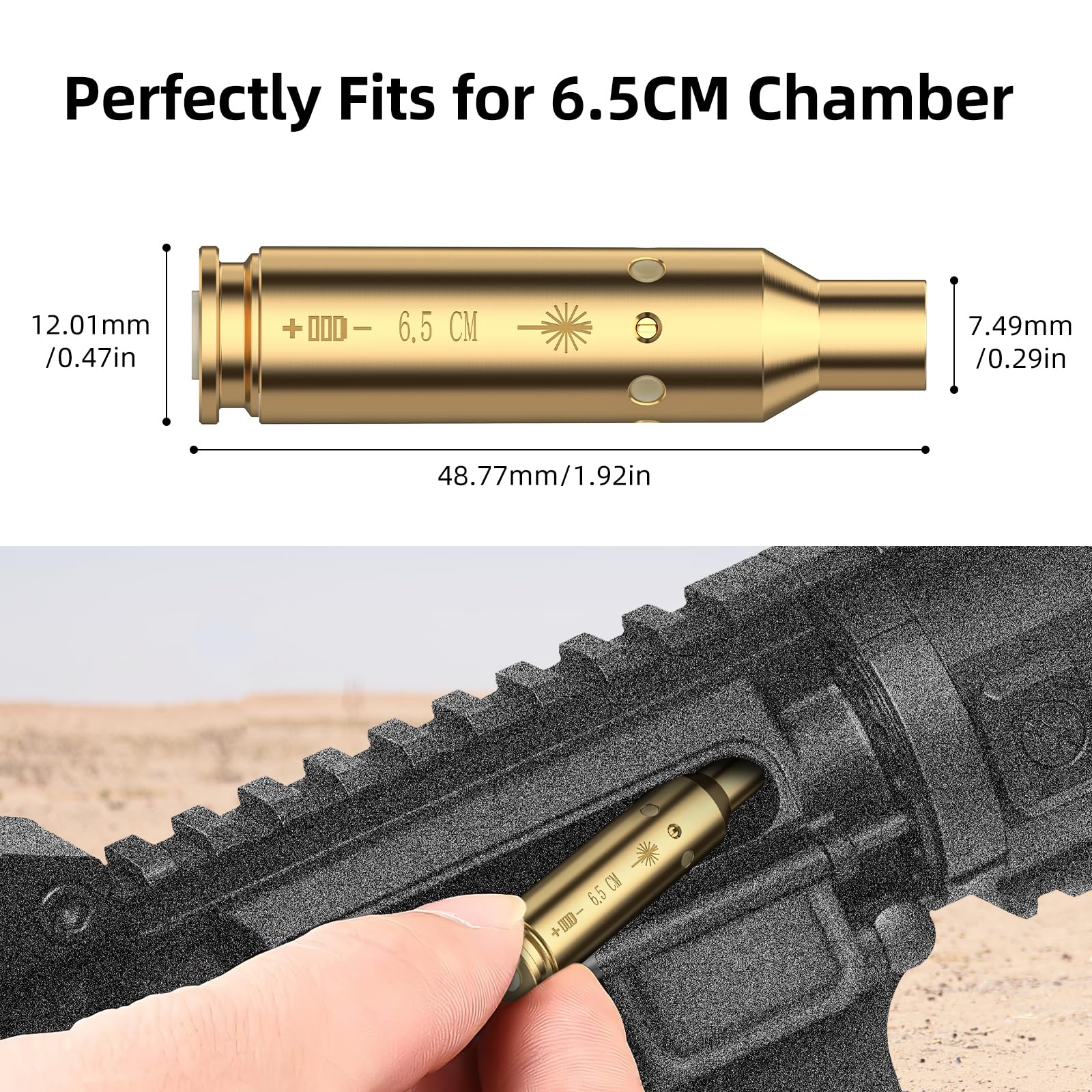 MidTen Hunting Rifles Bore Sight Laser 6.5CM Cal Red Brass Laser Boresighter with Extra 12 Batteries