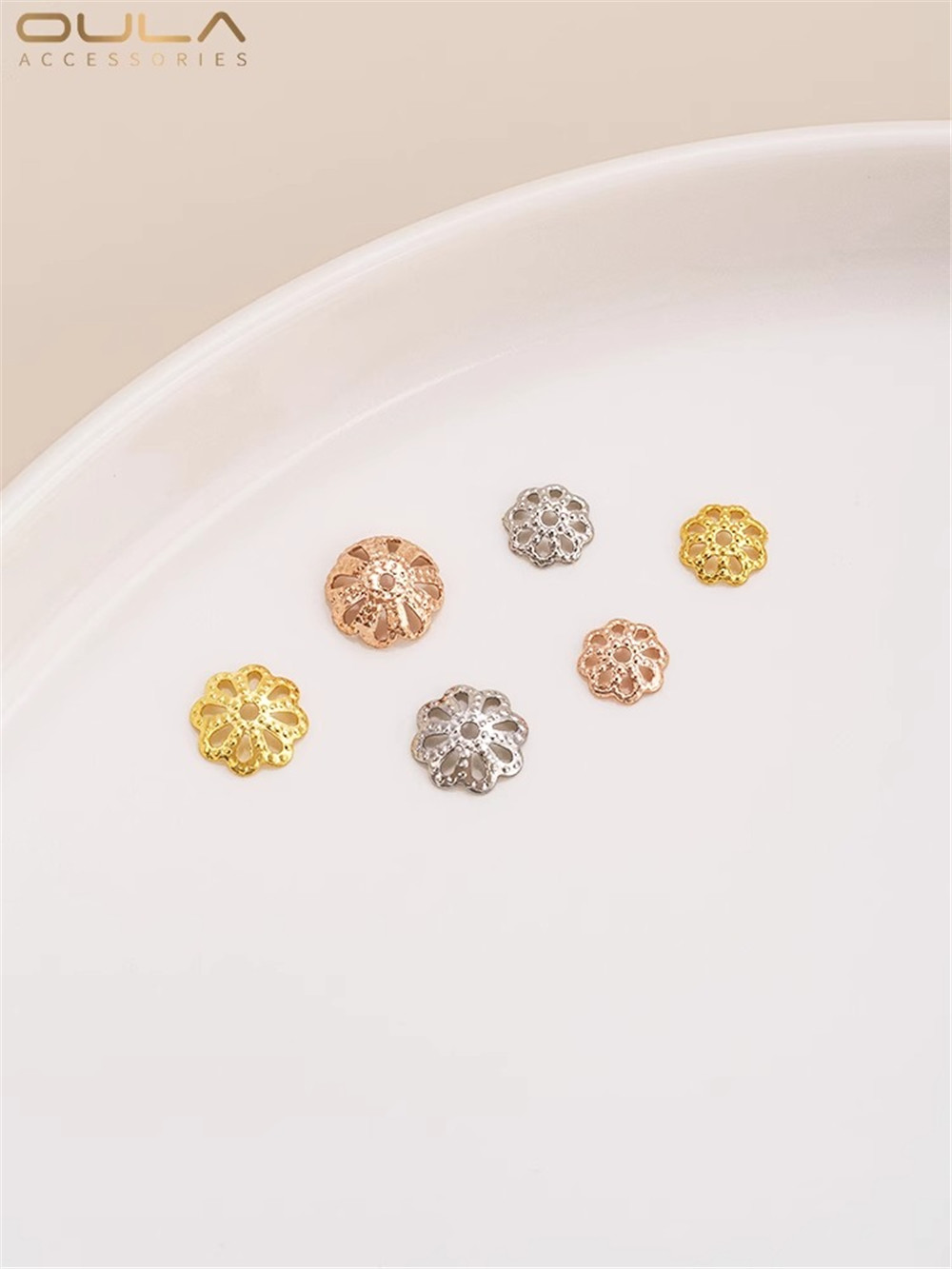 18K Gold Plated Hand String Flower Bracelet Diy Accessories Flower Bracket Accessories Material Chain Bead White Gold Beaded Sep