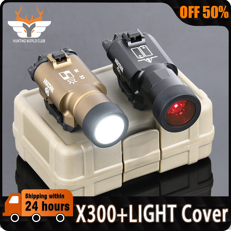 WADSN Tactical X300 X300U Flashlight White LED Hunting Scout Light With 26mm/28mm Protect Cover For Surefir SF X400 Pistol Light