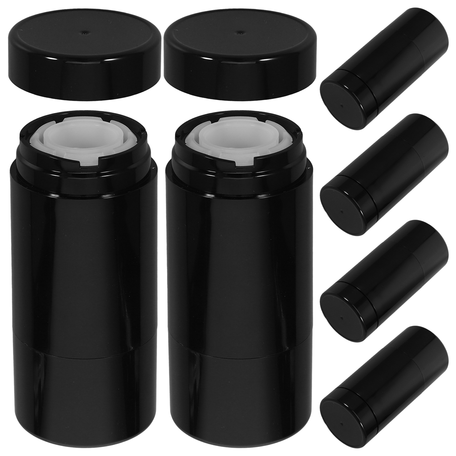6pcs 50g Straight Round Deodorant Stick Bottles Portable LeakProof Refillable Containers for Travel PersonalCare