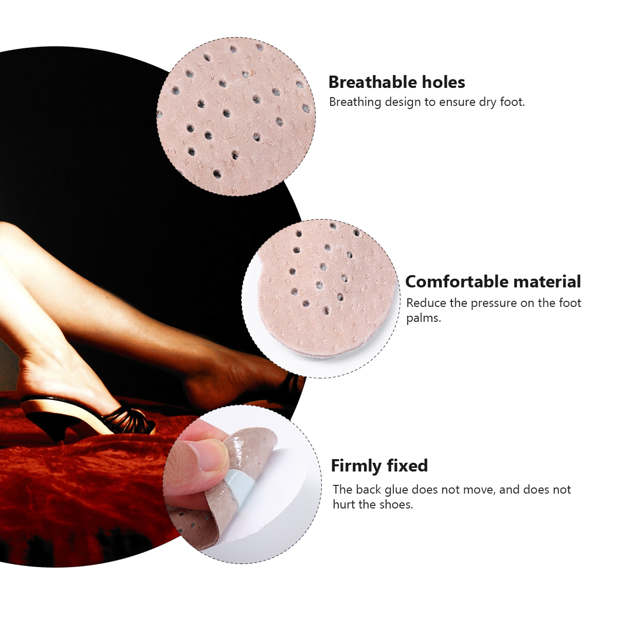 2 Pairs Pig -foot Pad Half Insole Sweat Absorb Cushion Comfortable Fit Women Men Shoes Breathable Non-slip Foot Care