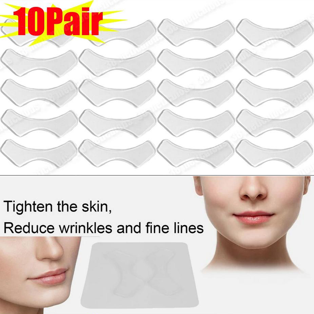 10 Pair Clear Silicone Lip Skin Care Patches Facial Smoothing Strips for Mouth Smile Fine Lines Wrinkles Suitable for All Skin