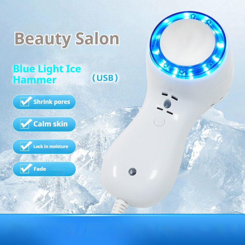 LED Blue Light Facial Skin Lifting Tighten Photon Rejuvenation Cold Hammer Massage Device