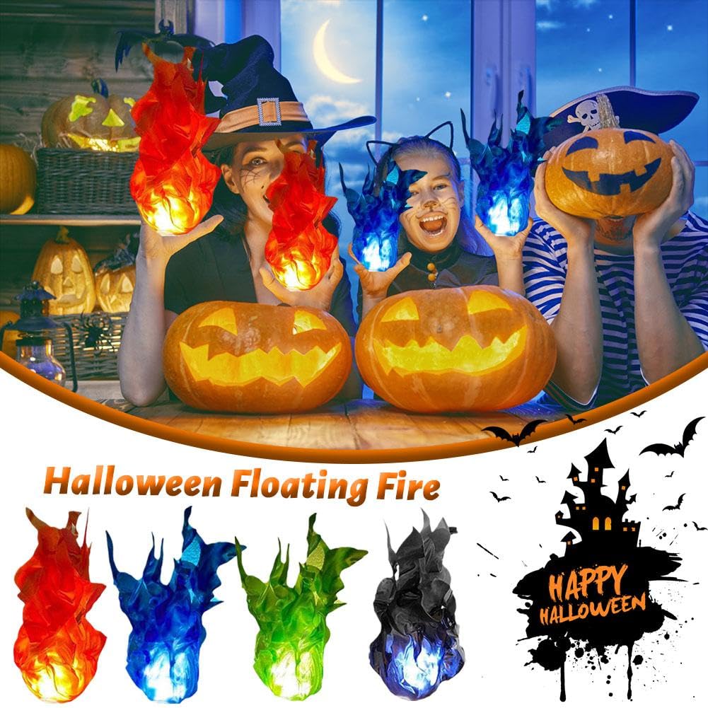 New Halloween Floating Fireball 3D LED Glowing Palm Flame Lamp Toys No Flame For Halloween Party Cosplay Props Reusable Gift